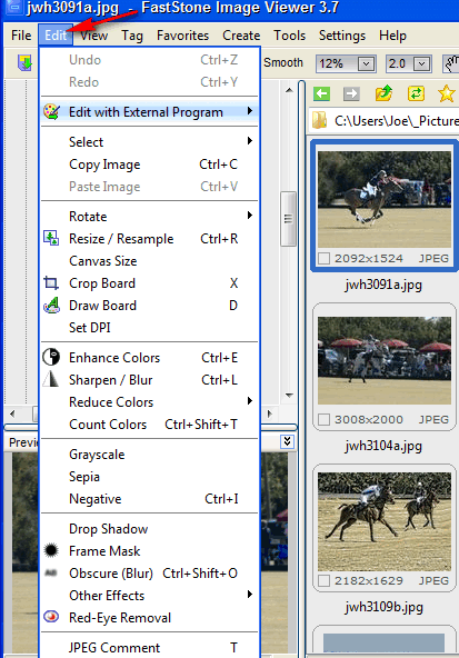 Edit Dropdown Menu