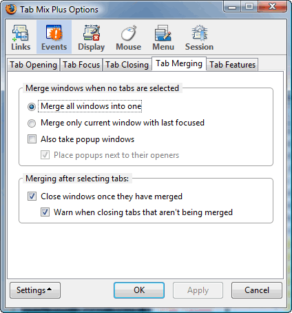 Tab Mix Plus Options