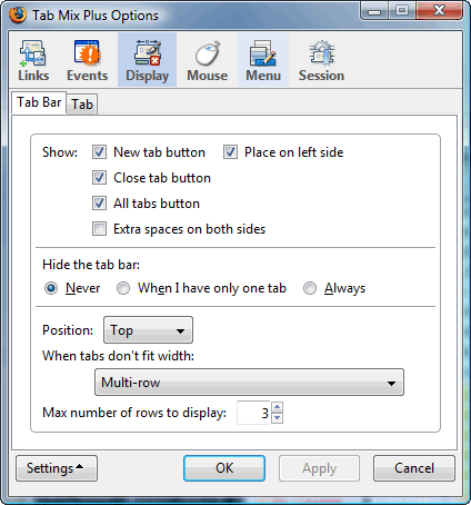 Tab Mix Plus Options